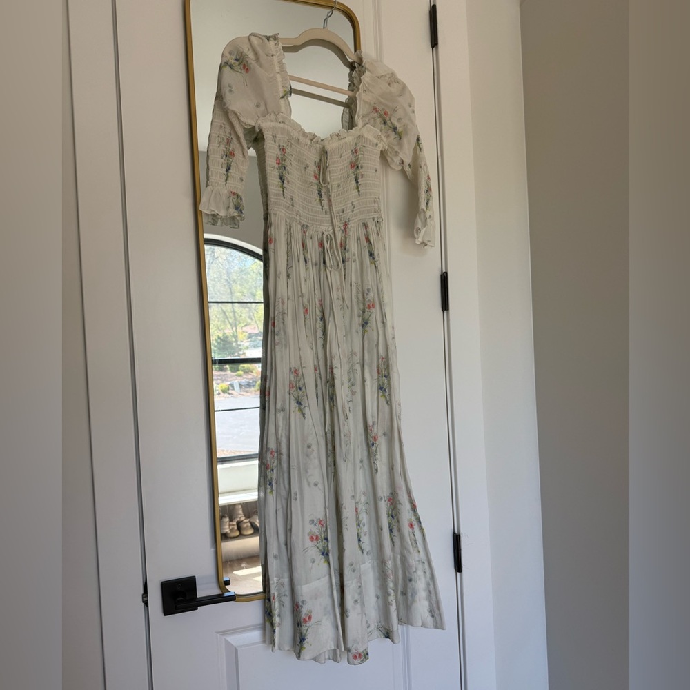 Doen Cream Floral Smocked Maxi Dress